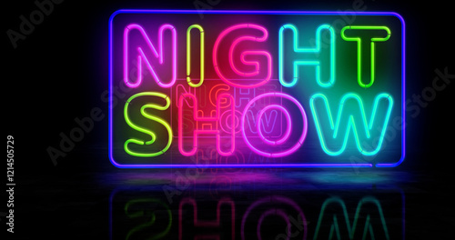 Night Show time event entertainment neon light 3d illustration