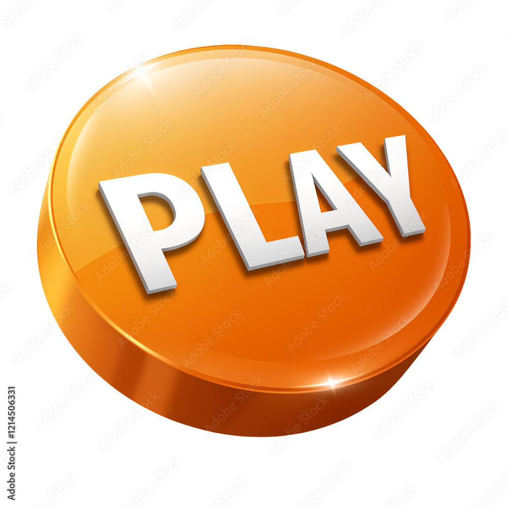 Orange 3d button with the word play on it Orange 3d button with the word play on it