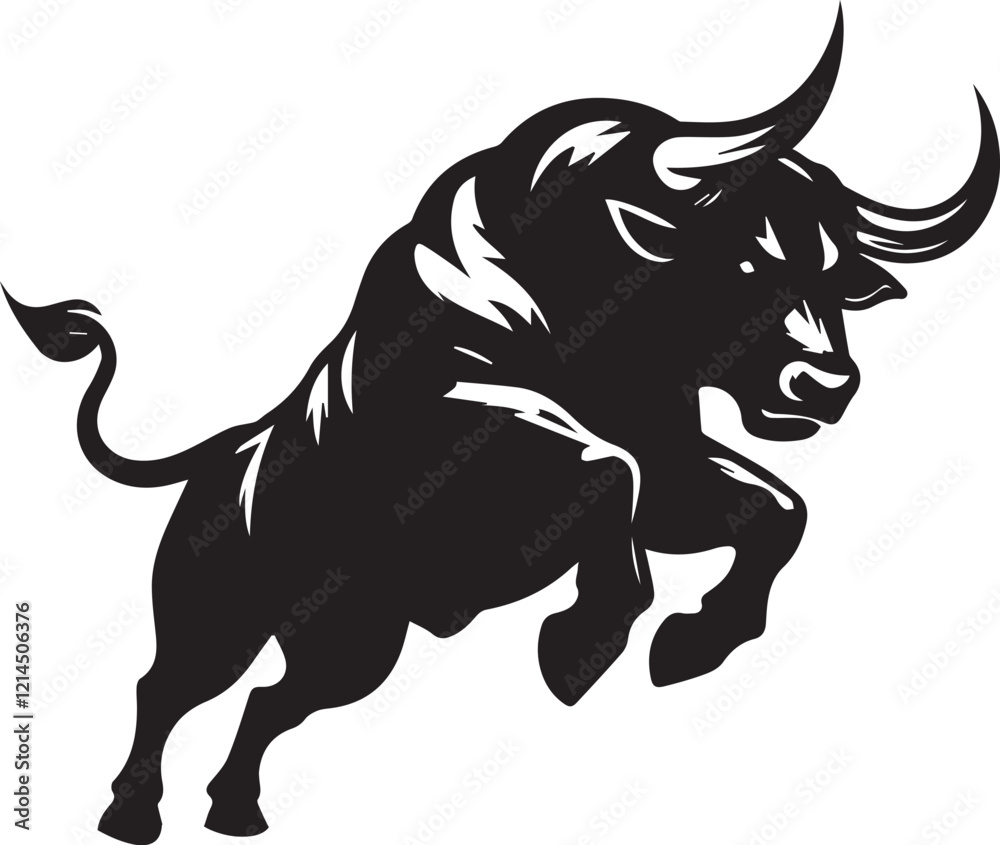 Fototapeta premium Haunted bull black and white vector