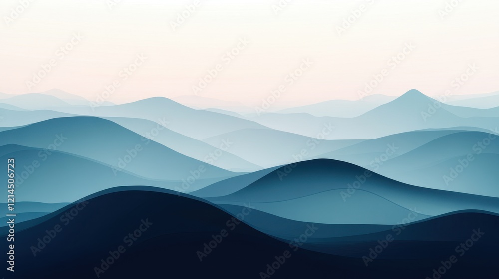 Obraz premium Gentle Gradient Tones Over Mountain Peaks at Sunrise 