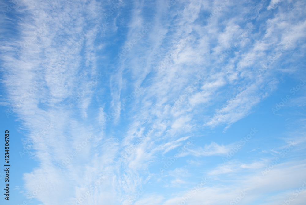 Fototapeta premium horizontal blue sky background with cirrostratus clouds