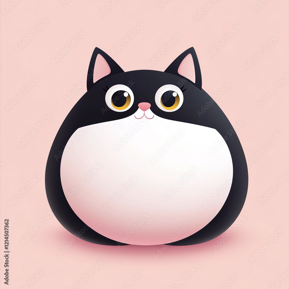 Fototapeta premium flat illustration of a cute fat cat
