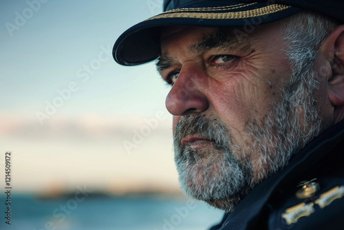 Generative AI Image of Lifeguard on Duty with Lifebuoy on Ocean Beach photo