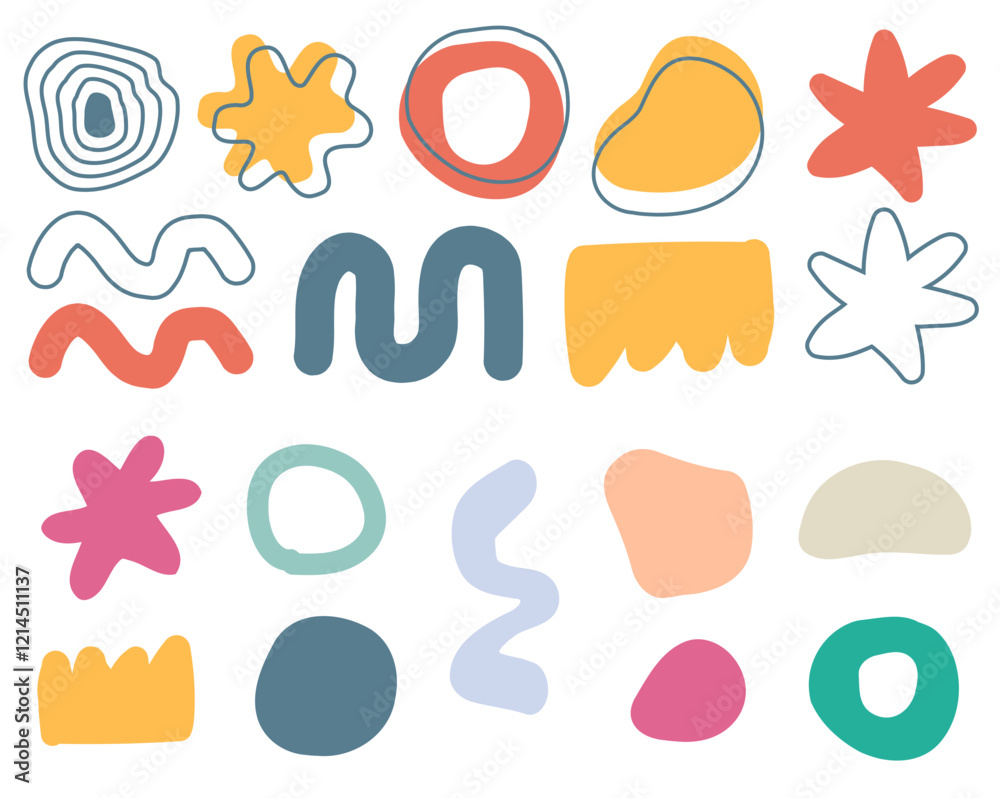 Abstract doodle shapes elements design vector graphic set, minimalistic fun kids childish style modern trendy hand drawn patterns, creative geometric decoration bold freeforms image clip art
Abstract doodle shapes elements design vector graphic set, minimalistic fun kids childish style modern trendy hand drawn patterns, creative geometric decoration bold freeforms image clip art