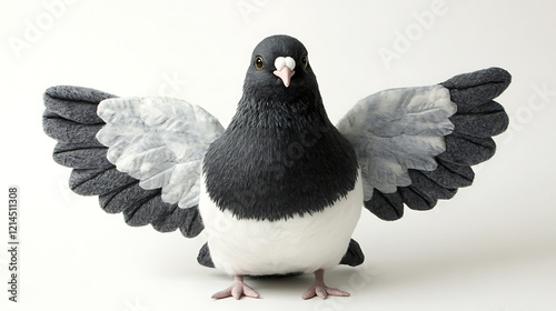 Elegant plush pigeon with embroidered wings photo