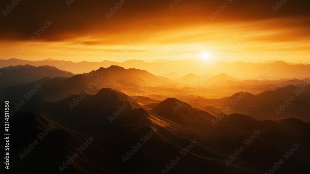 Fototapeta premium Golden Hour Sunrise Over Majestic Mountains 