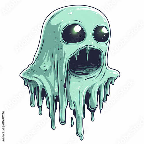 translucent slime monster with glowing eyes and dripping body photo