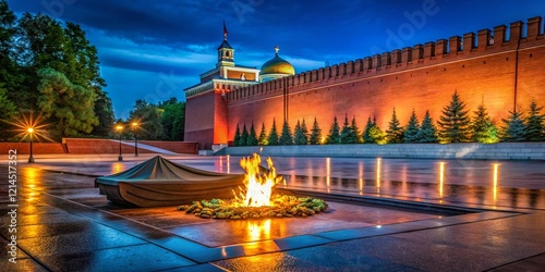 Night Photography: Kremlin Wall Tomb of the Unknown Soldier Eternal Flame photo