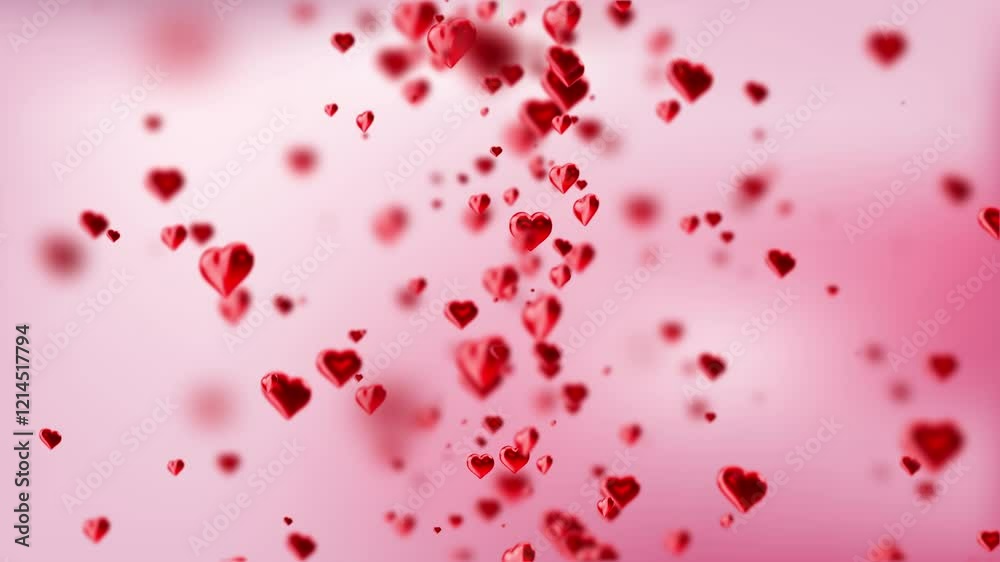 Happy Valentine's Day Animation Red Hearts Falling on Rose Gradient Background Happy Valentine's Day Animation Red Hearts Falling on Rose Gradient Background