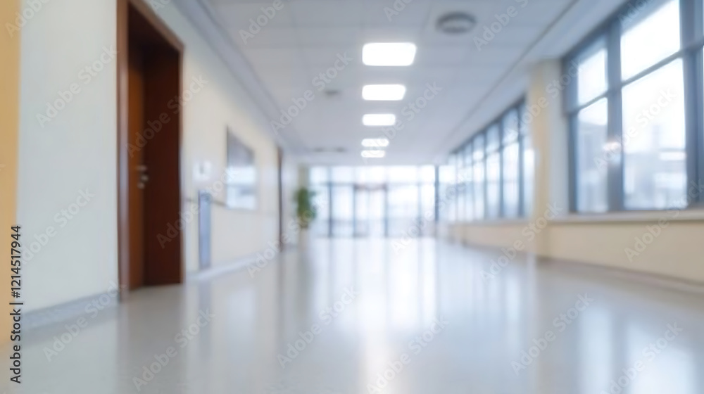 custom made wallpaper toronto digitalBlurred hospital corridor with clean, modern design and soft lighting, creating a calm and professional healthcare environment, emphasizing clinical and sterile ambiance.