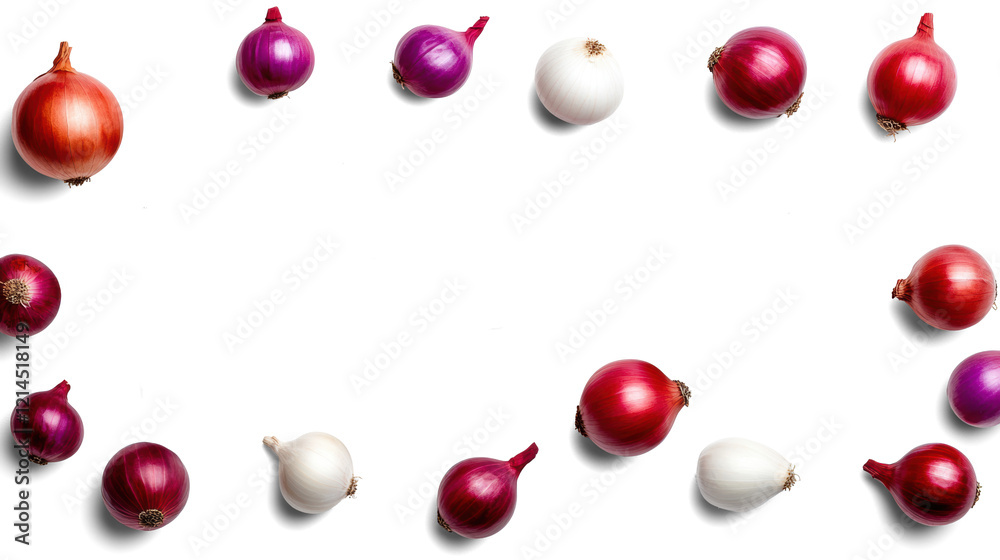 Obraz premium Assorted Onions on Transparent Background