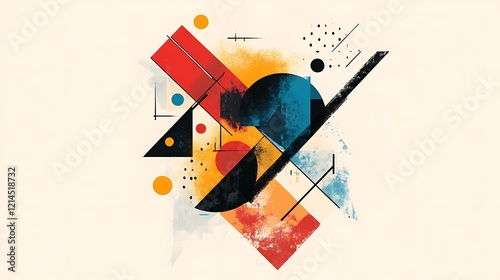 Abstract geometric shapes design, artistic composition, colorful background. Possible use Digital art print, website graphic photo