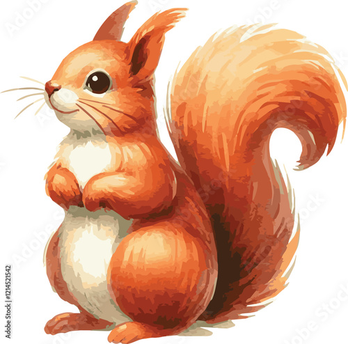 Adorable vector watercolor painting of a squirrel