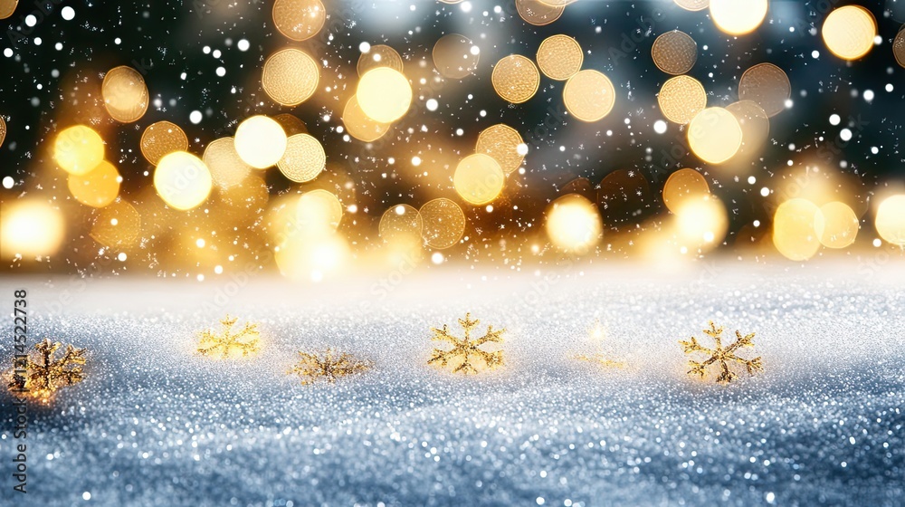 Naklejka premium Glittering Snowflakes Adorn Winter Wonderland Lights