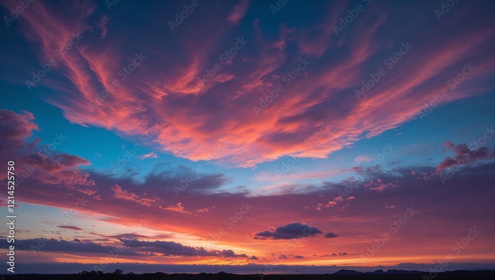 Background of a Colorful Sky, Concept of Dramatic Clouds and Vibrant Colors Creating an Atmospheric Scene Background of a Colorful Sky, Concept of Dramatic Clouds and Vibrant Colors Creating an Atmospheric Scene