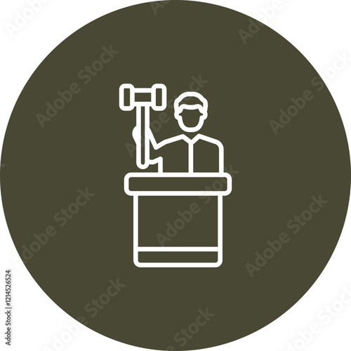 Judge With Hammer Vector Icon Design