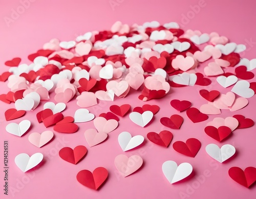 pink background featuring a Valentine's Day theme. Include elements like soft glowing hearts, roses, and romantic motifs such as Cupid's arrows, gift boxes, and love letters. The design should evoke a