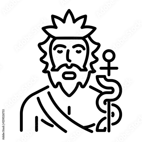 Asclepius god icon in linear style 