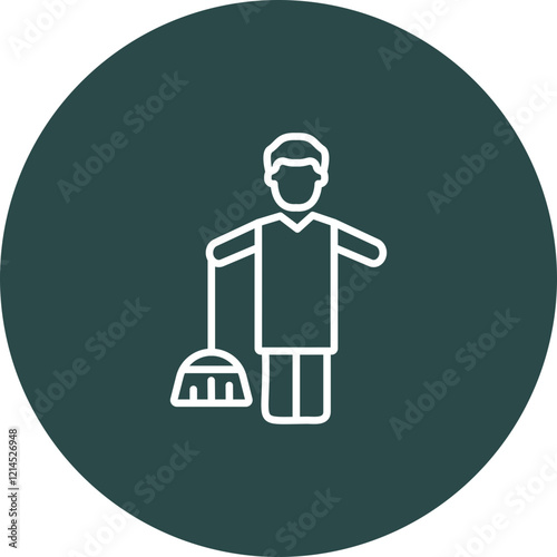 Man Sweeper Working Vector Icon Design