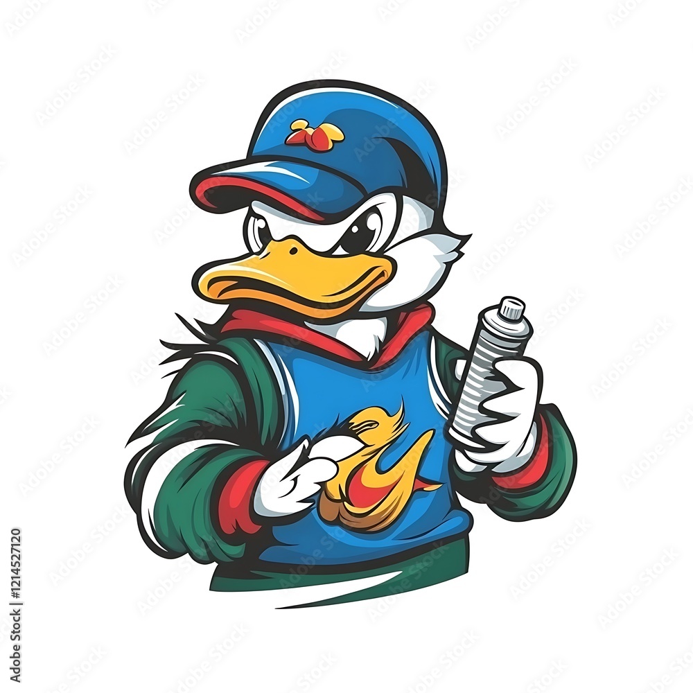 Fototapeta premium Cartoon duck graffiti artist