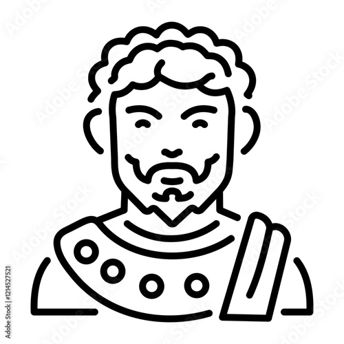 Greek emperor icon in linear style 