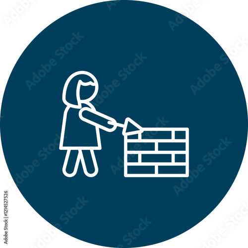 Woman Building A Wall Vector Icon Design