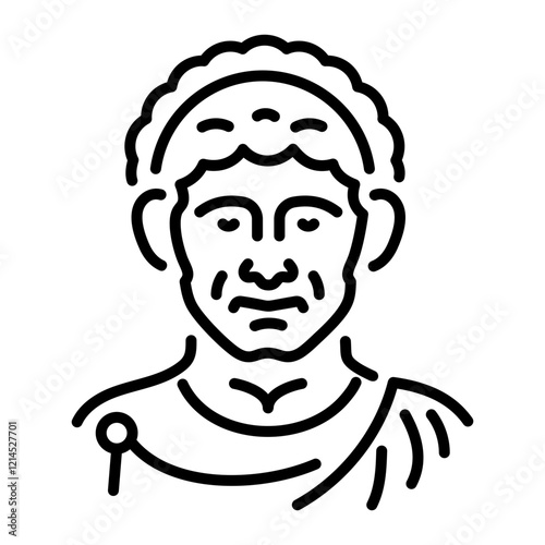 Ancient roman emperor icon in linear style 