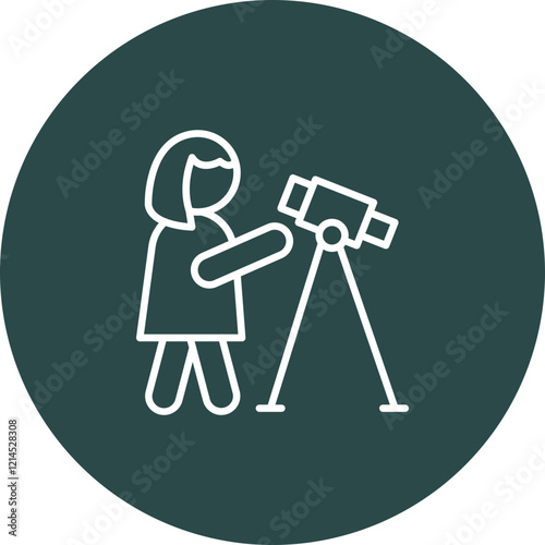 Astronomer Woman Vector Icon Design