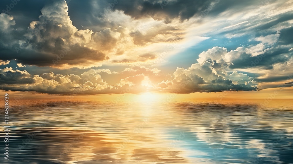 Obraz premium Dramatic Sunset Ocean Sky Reflection