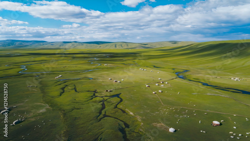 Aerial photography of Hulunbuir Prairie photo