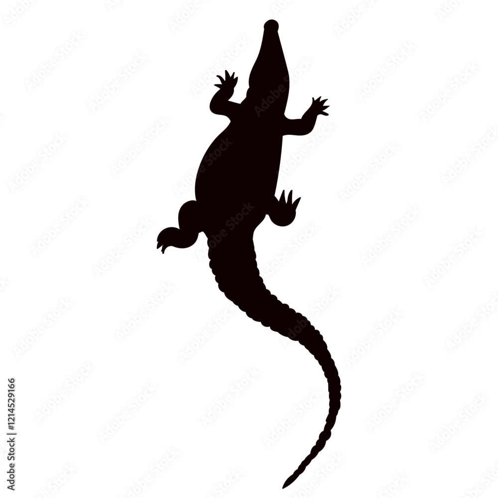 Obraz premium crocodile top view silhouette on white background vector