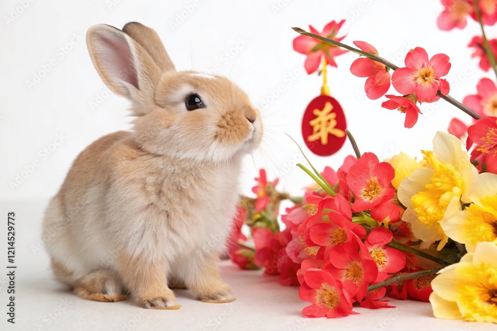 2011 Year of the Rabbit: Chinese New Year Flower & Rabbit Design, Left Composition, Copy Space 2011 Year of the Rabbit: Chinese New Year Flower & Rabbit Design, Left Composition, Copy Space