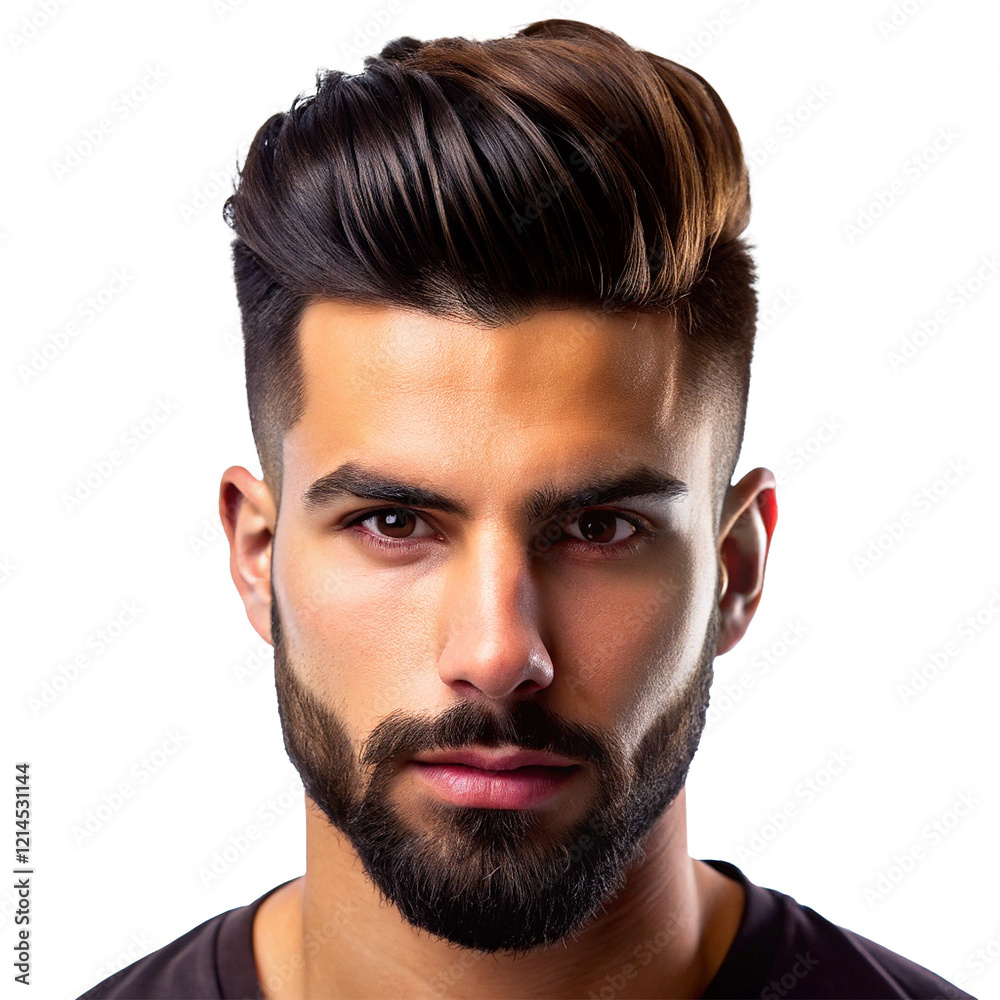 Obraz premium Attractive Man with Stylish Dark Brown Hair and Full Beard
