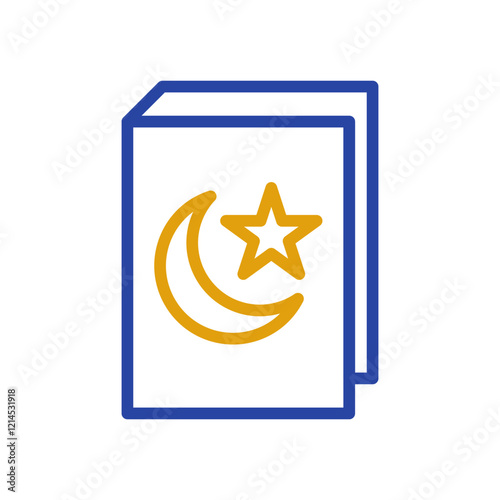Islamic Holy Book Icon with Star and Moon