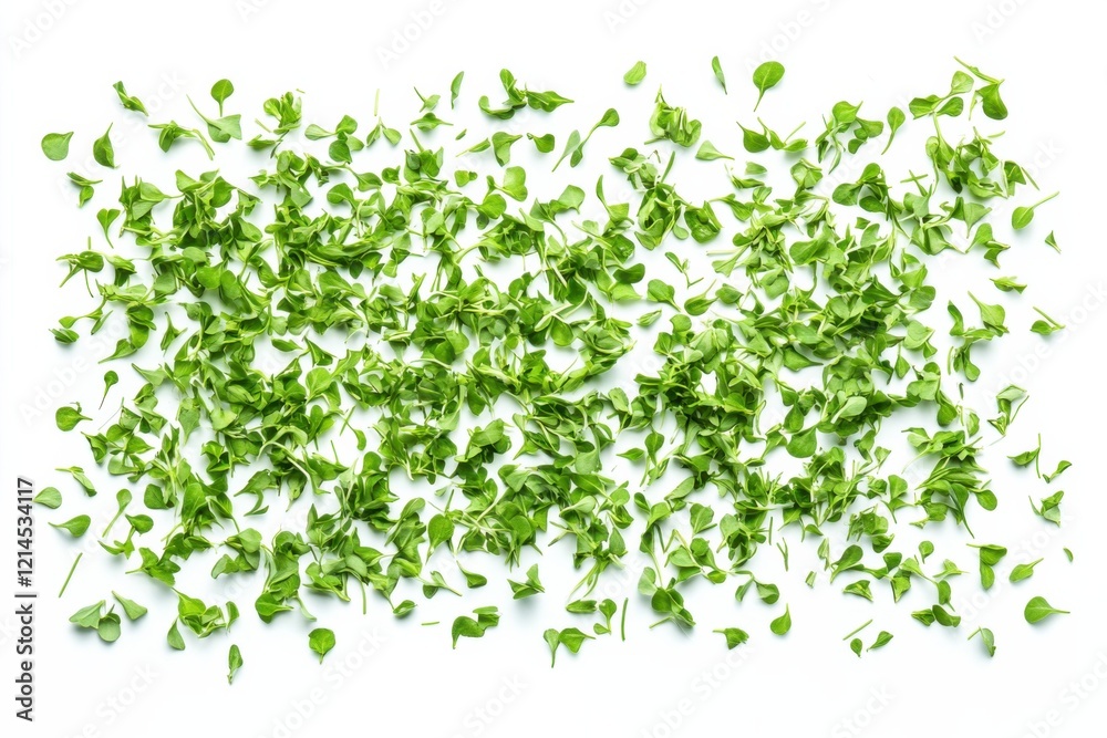 Ultra-realistic UHD photo of stevia microgreens, isolated on white background, high-contrast colors, nutritional concept Ultra-realistic UHD photo of stevia microgreens, isolated on white background, high-contrast colors, nutritional concept