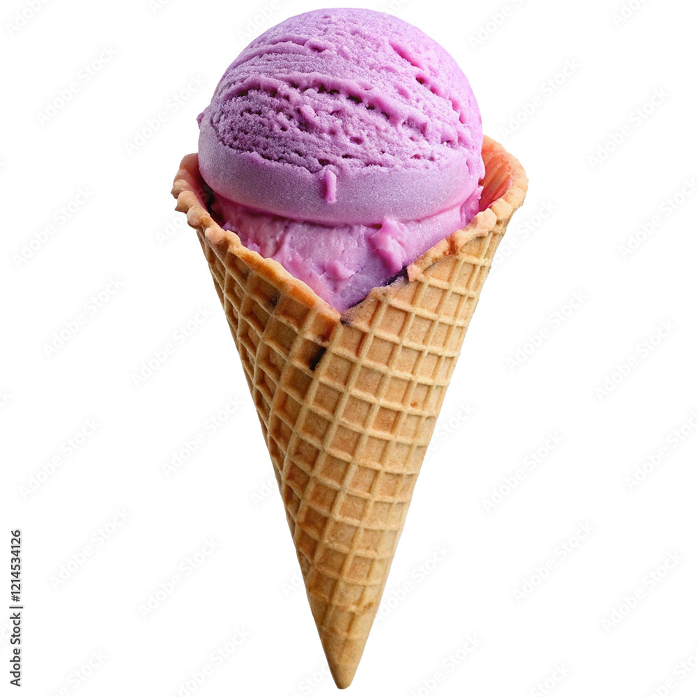 Delicious Purple Ice Cream in a Crispy Waffle Cone Delicious Purple Ice Cream in a Crispy Waffle Cone