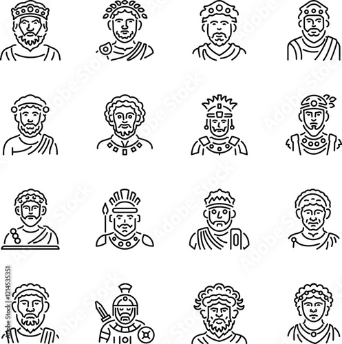 Collection of Linear Style Roman Mythology Icons


