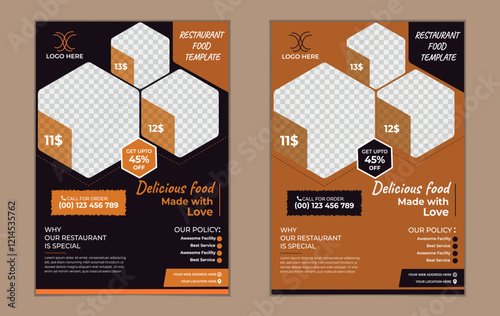 New modern food and restaurant vector flyer  design template for social media post