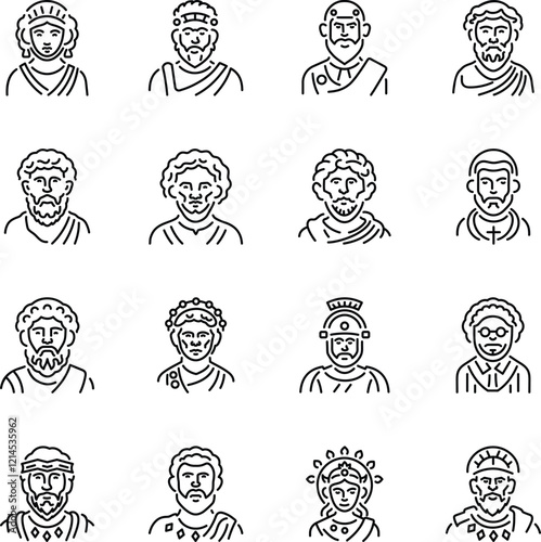 Set of Linear Style Historical Roman Icons 

