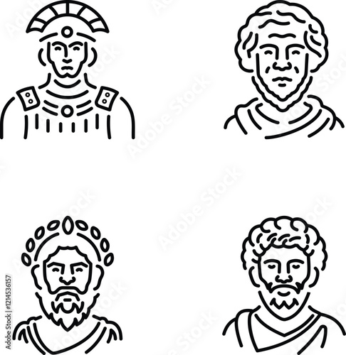 Pack of Linear Style Roman Portraits Icons 

