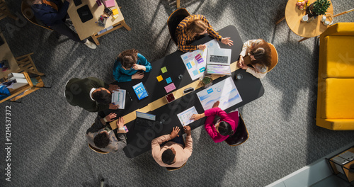 Canvastavla Top Down View: Innovative Teamwork at Office Table