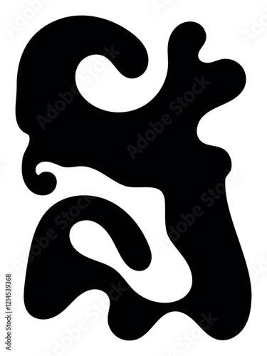 Black blob vertical illustration background. Trendy minimal vector design for presentations, banners, posters, print, wall art, and flyers. 
