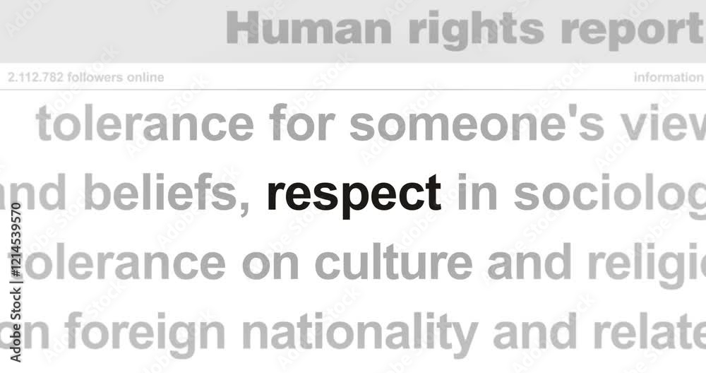 Respect tolerance and human rights headline news across international media. Abstract concept of internet news titles on screens loop. Seamless and looped animation. Respect tolerance and human rights headline news across international media. Abstract concept of internet news titles on screens loop. Seamless and looped animation.