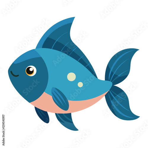 Cartoon Blue Fish Illustration