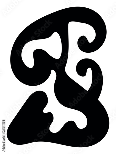 Black blob vertical illustration background. Trendy minimal vector design for presentations, banners, posters, print, wall art, and flyers. 