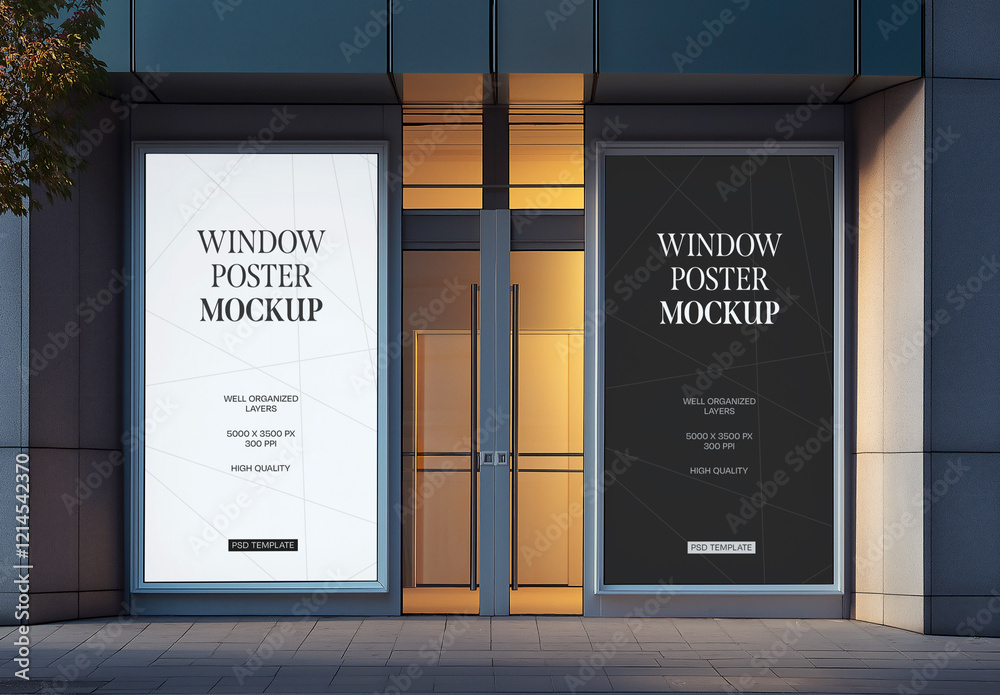 Window To Let Posters Window Poster Mockup for Advertising and Marketing Campaigns Stock ...