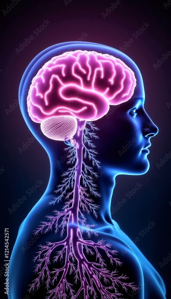 Futuristic Brain with Neon Pathways representing health and wellness in a cyberpunk aesthetic Futuristic Brain with Neon Pathways representing health and wellness in a cyberpunk aesthetic
