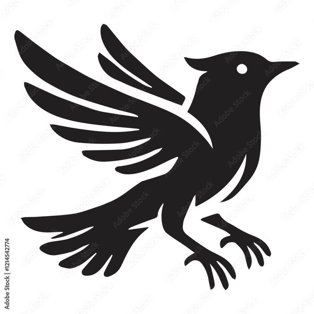 Obraz premium Silhouette of a bird on white background