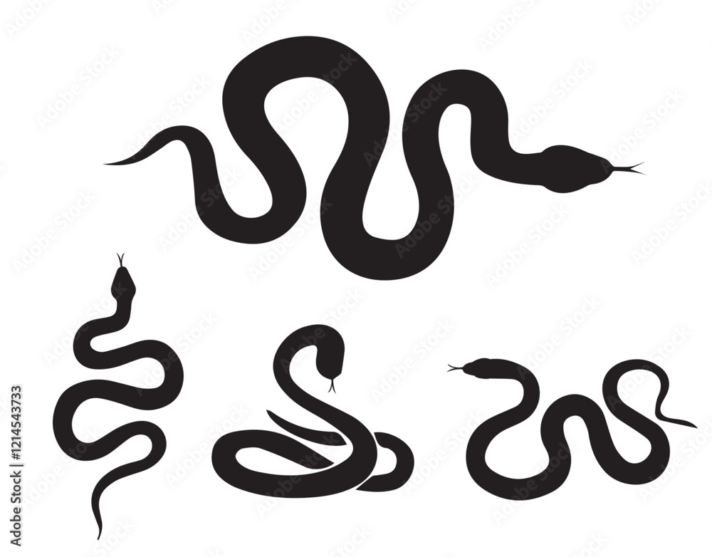 snake silhouette icon, 2025 Year of the Snake, Collection of snakes isolated on white background, snake icon snake silhouette icon, 2025 Year of the Snake, Collection of snakes isolated on white background, snake icon