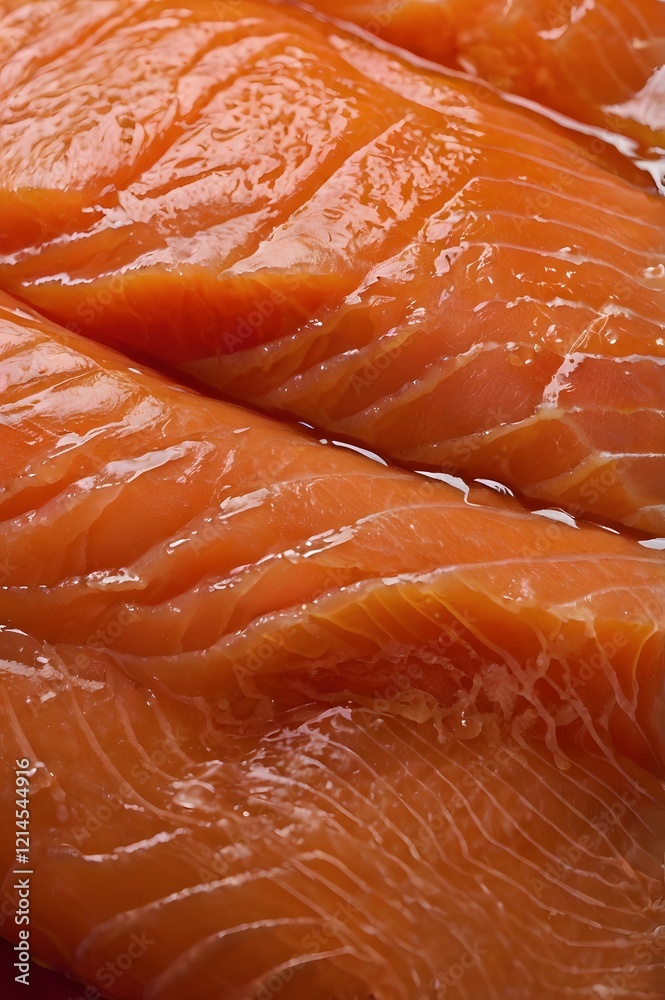 Fresh salmon fillet showcasing vibrant color and natural marbling in close-up view Fresh salmon fillet showcasing vibrant color and natural marbling in close-up view